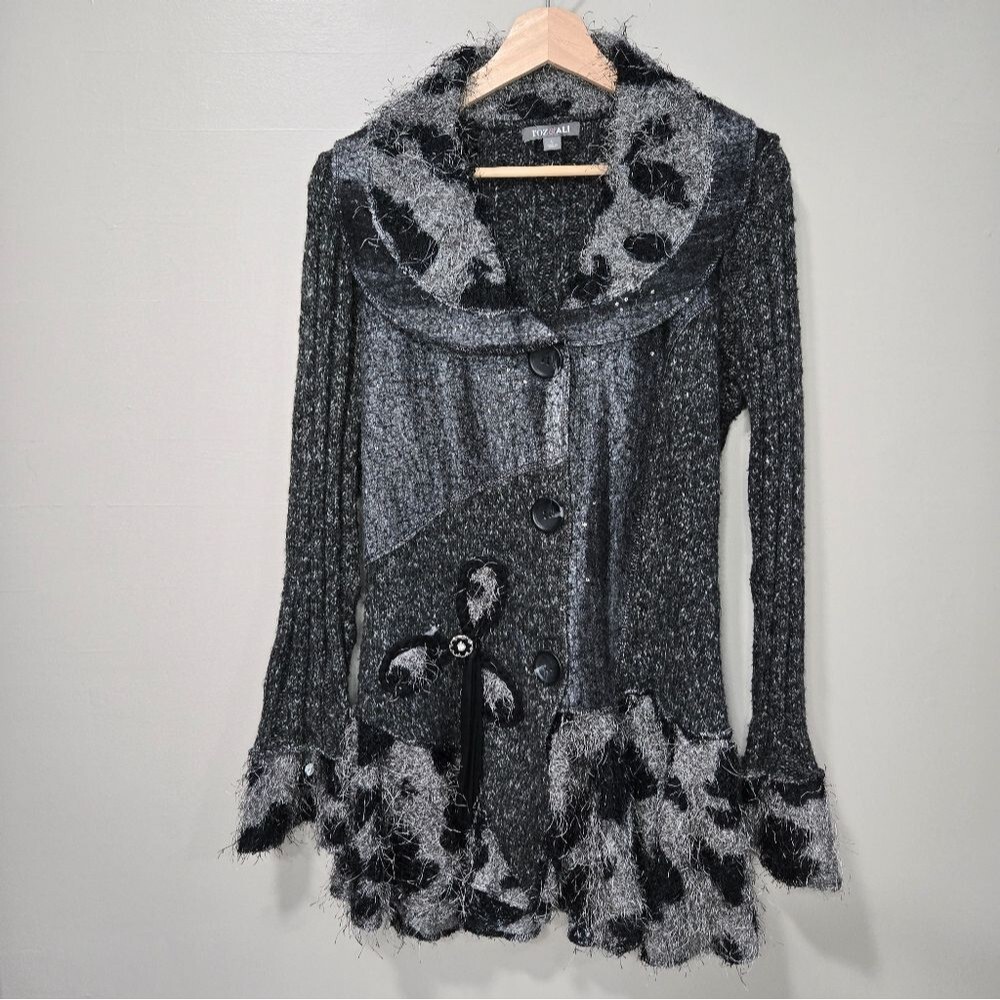 Roz & Ali Gray Women's Sweater with Black Accents